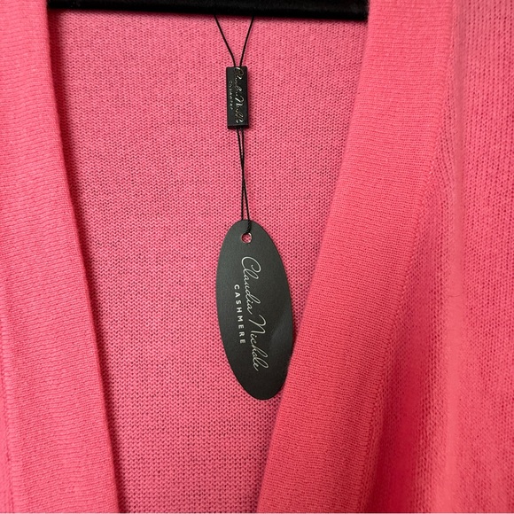 NEW! 100% Cashmere Claudia Nichole Bright Pink Cardigan Sweater Size Large NWT - Picture 5 of 15